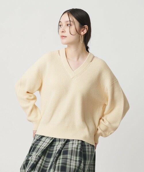 BEAUTY&YOUTH UNITED ARROWS / ビューティー&ユース ユナイテッドアローズ ニット・セーター | アゼ スリットVネック ニットプルオーバー ウォッシャブル | 詳細1