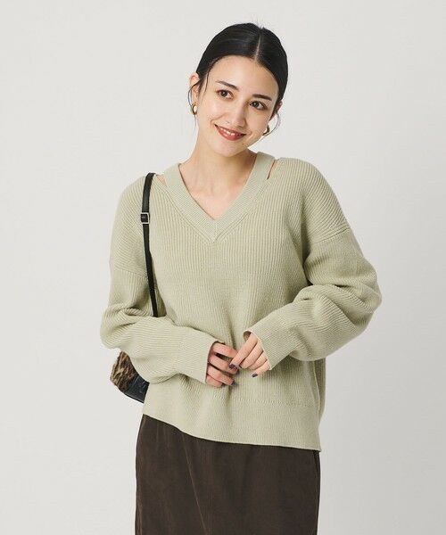 BEAUTY&YOUTH UNITED ARROWS / ビューティー&ユース ユナイテッドアローズ ニット・セーター | アゼ スリットVネック ニットプルオーバー ウォッシャブル | 詳細15