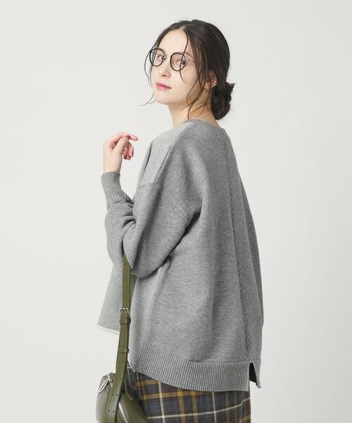 BEAUTY&YOUTH UNITED ARROWS / ビューティー&ユース ユナイテッドアローズ ニット・セーター | 【WEB限定】スウェット×ニット コンビプルオーバー ウォッシャブル(MD.GRAY)