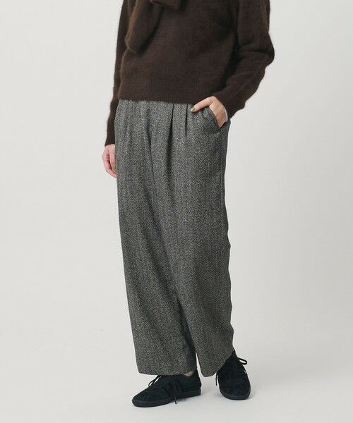 BEAUTY&YOUTH UNITED ARROWS / ビューティー&ユース ユナイテッドアローズ その他パンツ | 【WEB限定】裏起毛ヘリンボーン タックワイドパンツ ウォッシャブル | 詳細1