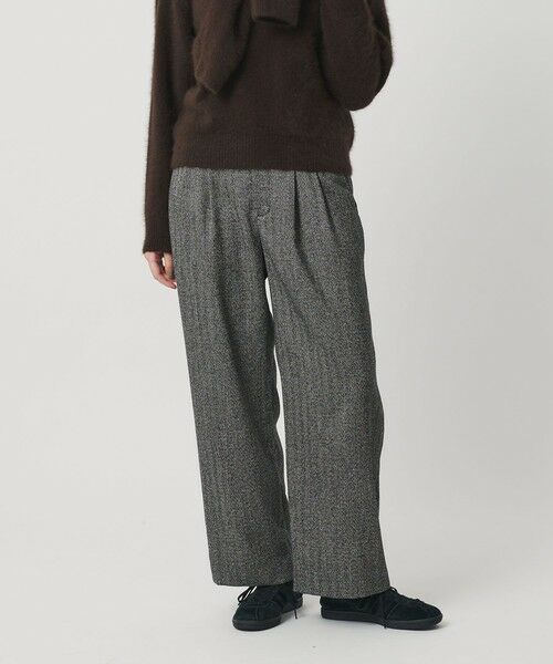 BEAUTY&YOUTH UNITED ARROWS / ビューティー&ユース ユナイテッドアローズ その他パンツ | 【WEB限定】裏起毛ヘリンボーン タックワイドパンツ ウォッシャブル(MD.GRAY)