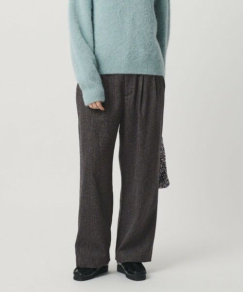 BEAUTY&YOUTH UNITED ARROWS / ビューティー&ユース ユナイテッドアローズ その他パンツ | 【WEB限定】裏起毛ヘリンボーン タックワイドパンツ ウォッシャブル(DK.GRAY)