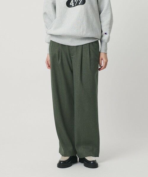 BEAUTY&YOUTH UNITED ARROWS / ビューティー&ユース ユナイテッドアローズ その他パンツ | 【WEB限定】裏起毛ヘリンボーン タックワイドパンツ ウォッシャブル | 詳細23