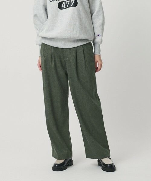 BEAUTY&YOUTH UNITED ARROWS / ビューティー&ユース ユナイテッドアローズ その他パンツ | 【WEB限定】裏起毛ヘリンボーン タックワイドパンツ ウォッシャブル | 詳細24