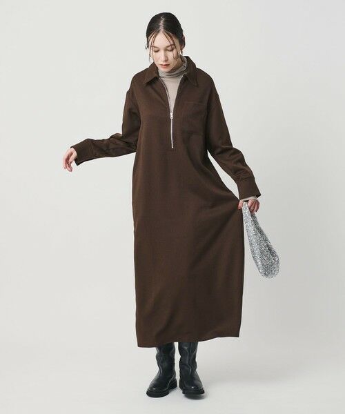 BEAUTY & YOUTH UNITED ARROWS/ビューティー&ユース ユナイテッドアローズ <THOUSAND MILE>ハーフジップ ワンピース DK. BROWN FREE BEAUTY & YOUTH UNITED ARROWS/ビューティー&ユース ユナイテッドアローズ <THOUSAND MILE>ハーフジップ ワンピース DK. BROWN FREE