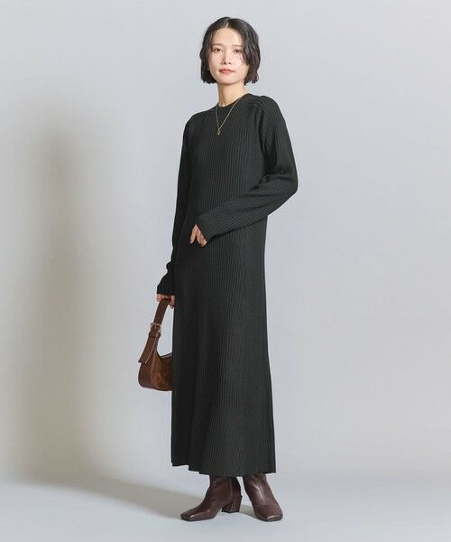 BEAUTY&YOUTH UNITED ARROWS / ビューティー&ユース ユナイテッドアローズ ロング・マキシ丈ワンピース | 【WEB限定 Wardrobe DAILY MINIMAL】リブニットフレアワンピース | 詳細1