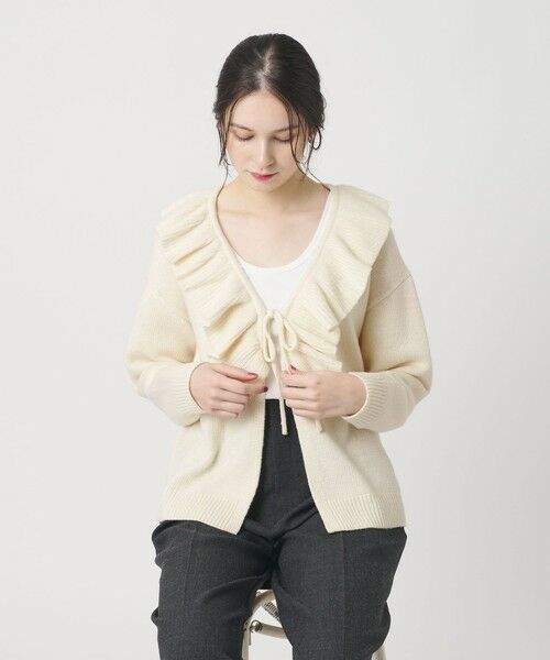 BEAUTY&YOUTH UNITED ARROWS / ビューティー&ユース ユナイテッドアローズ カーディガン・ボレロ | ウールレーヨン ラッフルフリル ニットカーディガン | 詳細3