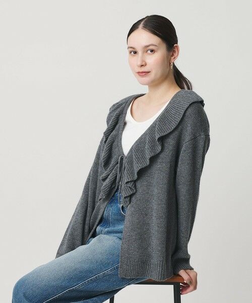 BEAUTY&YOUTH UNITED ARROWS / ビューティー&ユース ユナイテッドアローズ カーディガン・ボレロ | ウールレーヨン ラッフルフリル ニットカーディガン | 詳細9