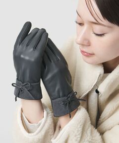 BEAUTY&YOUTH UNITED ARROWS / ビューティー&ユース ユナイテッドアローズ 手袋 | レザー×スエード コンビ リボン グローブ