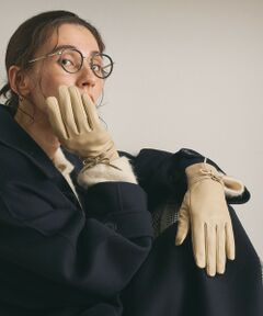 BEAUTY&YOUTH UNITED ARROWS / ビューティー&ユース ユナイテッドアローズ 手袋 | レザー×スエード コンビ リボン グローブ