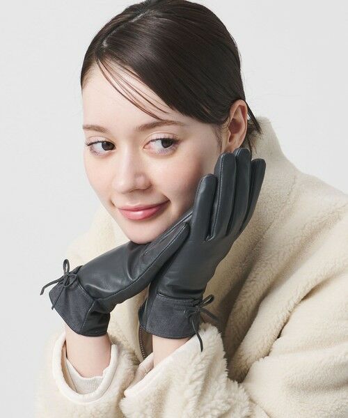 BEAUTY&YOUTH UNITED ARROWS / ビューティー&ユース ユナイテッドアローズ 手袋 | レザー×スエード コンビ リボン グローブ | 詳細1