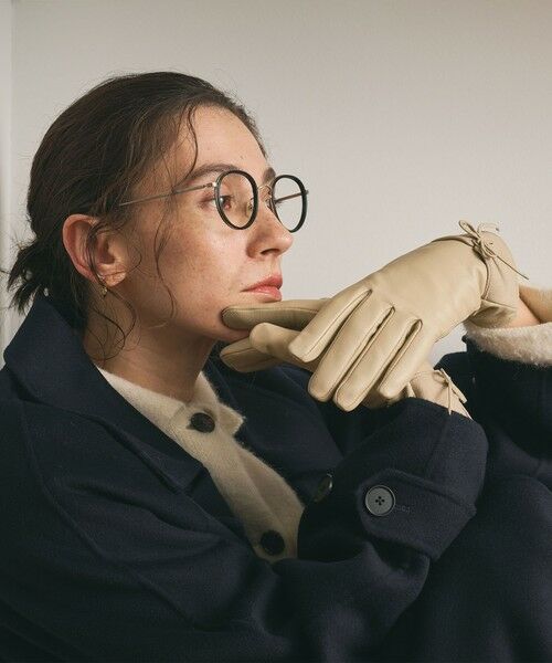 BEAUTY&YOUTH UNITED ARROWS / ビューティー&ユース ユナイテッドアローズ 手袋 | レザー×スエード コンビ リボン グローブ | 詳細6