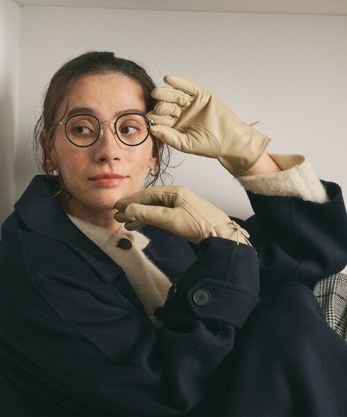 BEAUTY&YOUTH UNITED ARROWS / ビューティー&ユース ユナイテッドアローズ 手袋 | レザー×スエード コンビ リボン グローブ | 詳細7