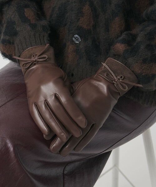 BEAUTY&YOUTH UNITED ARROWS / ビューティー&ユース ユナイテッドアローズ 手袋 | レザー×スエード コンビ リボン グローブ | 詳細12