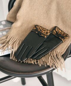 BEAUTY&YOUTH UNITED ARROWS / ビューティー&ユース ユナイテッドアローズ 手袋 | レザー×レオパードスエード コンビ リボン グローブ