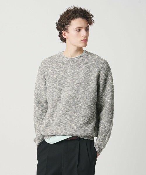 BEAUTY&YOUTH UNITED ARROWS / ビューティー&ユース ユナイテッドアローズ ニット・セーター | ガーター ステッチ スラブ クルーネック ニット ウォッシャブル（MD.GRAY）