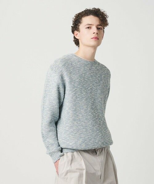 BEAUTY&YOUTH UNITED ARROWS / ビューティー&ユース ユナイテッドアローズ ニット・セーター | ガーター ステッチ スラブ クルーネック ニット ウォッシャブル（COBALT）
