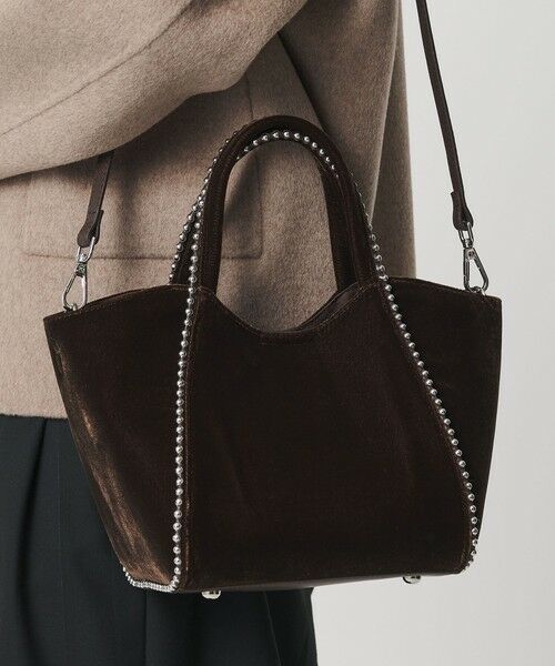 BEAUTY&YOUTH UNITED ARROWS / ビューティー&ユース ユナイテッドアローズ トートバッグ | ベルベット ボールチェーン 2WAY ミニトートバッグ（DK.BROWN）