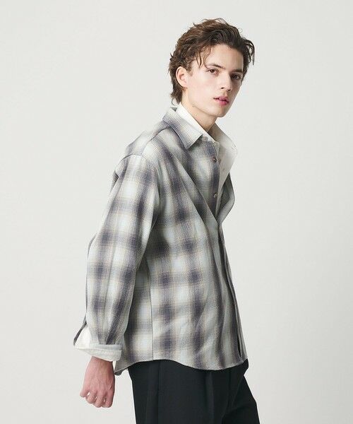 BEAUTY&YOUTH UNITED ARROWS / ビューティー&ユース ユナイテッドアローズ シャツ・ブラウス | ドライ ネル オンブレ レギュラーカラー シャツ GRANDE型（MD.GRAY）