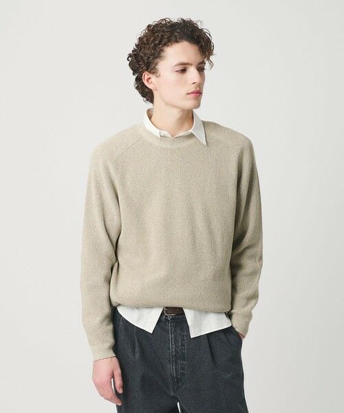 BEAUTY&YOUTH UNITED ARROWS / ビューティー&ユース ユナイテッドアローズ ニット・セーター | ブークレ ミックス 12ゲージ アゼ クルーネック ニット ウォッシャブル | 詳細3