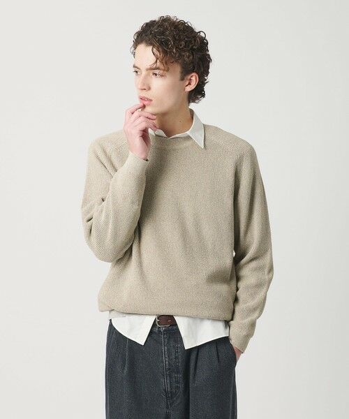 BEAUTY&YOUTH UNITED ARROWS / ビューティー&ユース ユナイテッドアローズ ニット・セーター | ブークレ ミックス 12ゲージ アゼ クルーネック ニット ウォッシャブル（NATURAL）