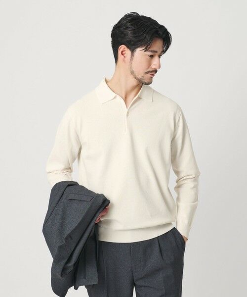 BEAUTY&YOUTH UNITED ARROWS / ビューティー&ユース ユナイテッドアローズ ニット・セーター | 【WEB限定 WARDROBE SMART】KOUKIN ハイゲージ ニット ポロシャツ【抗菌・防臭】（NATURAL）