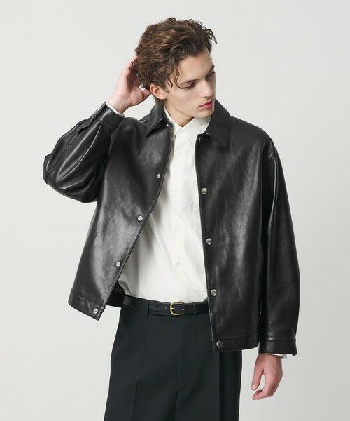 BEAUTY&YOUTH UNITED ARROWS / ビューティー&ユース ユナイテッドアローズ レザーブルゾン・ジャケット | セミベジタブル レザー トラッカー ジャケット（BLACK）