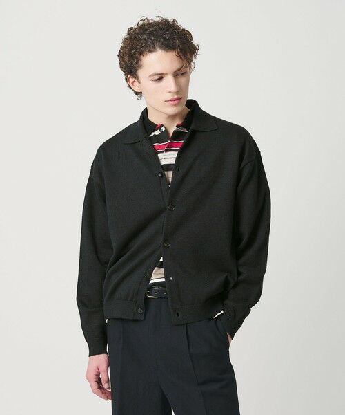 BEAUTY&YOUTH UNITED ARROWS / ビューティー&ユース ユナイテッドアローズ カーディガン・ボレロ | ハイブリッド リネン ポロカラー ジャケット（BLACK）