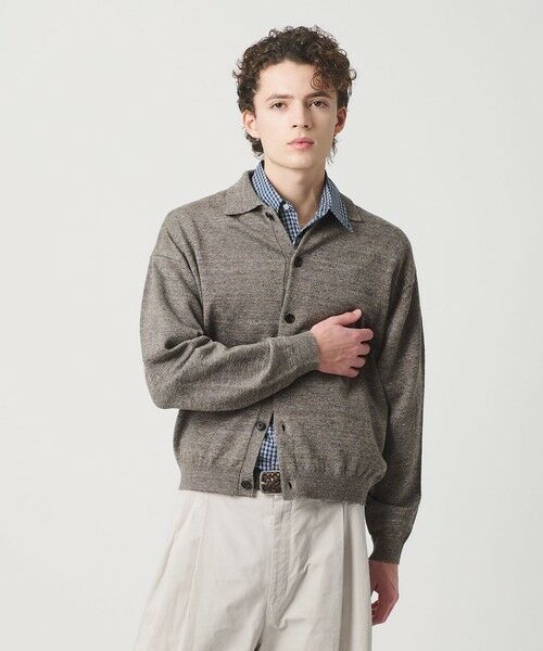 BEAUTY&YOUTH UNITED ARROWS / ビューティー&ユース ユナイテッドアローズ カーディガン・ボレロ | ハイブリッド リネン ポロカラー ジャケット（MD.BROWN）