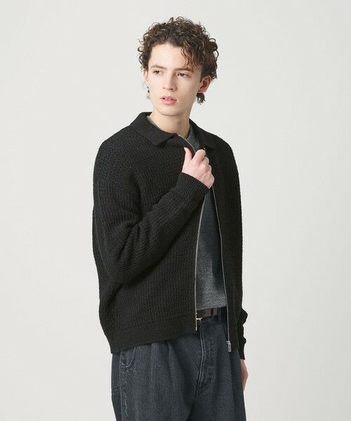 BEAUTY&YOUTH UNITED ARROWS / ビューティー&ユース ユナイテッドアローズ カーディガン・ボレロ | ブークレ レース ジップ ポロジャケット ウォッシャブル | 詳細1