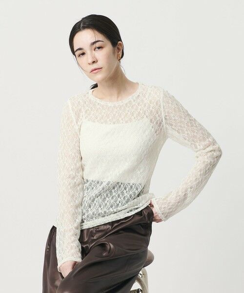 BEAUTY&YOUTH UNITED ARROWS / ビューティー&ユース ユナイテッドアローズ カットソー | フラワーレース プルオーバー（WHITE）