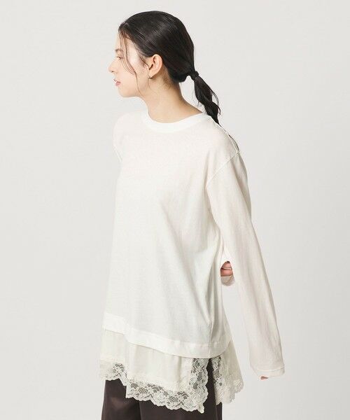 BEAUTY&YOUTH UNITED ARROWS / ビューティー&ユース ユナイテッドアローズ カットソー | レースドッキング　ロングスリーブTシャツ | 詳細4