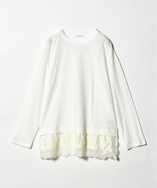 BEAUTY&YOUTH UNITED ARROWS / ビューティー&ユース ユナイテッドアローズ カットソー | レースドッキング　ロングスリーブTシャツ（OFF WHITE）