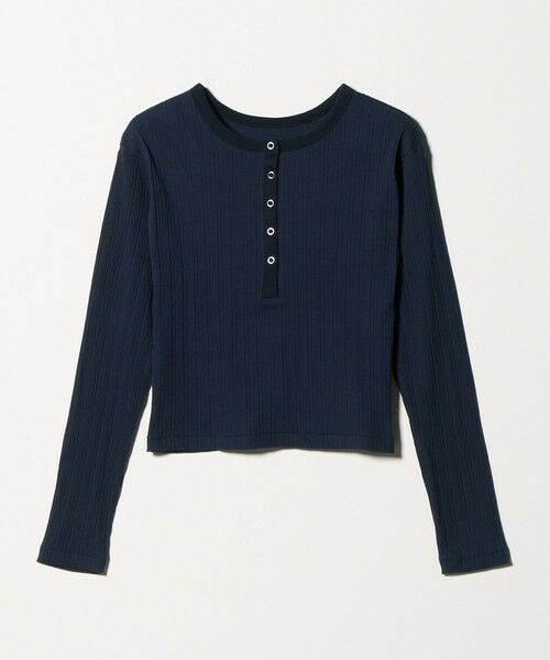 BEAUTY&YOUTH UNITED ARROWS / ビューティー&ユース ユナイテッドアローズ カットソー | 【WEB限定】ランダムリブ ヘンリーネック スナッププルオーバー（NAVY）