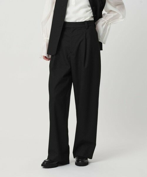 BEAUTY&YOUTH UNITED ARROWS / ビューティー&ユース ユナイテッドアローズ その他パンツ | ツイードライク タックワイドパンツ（BLACK）