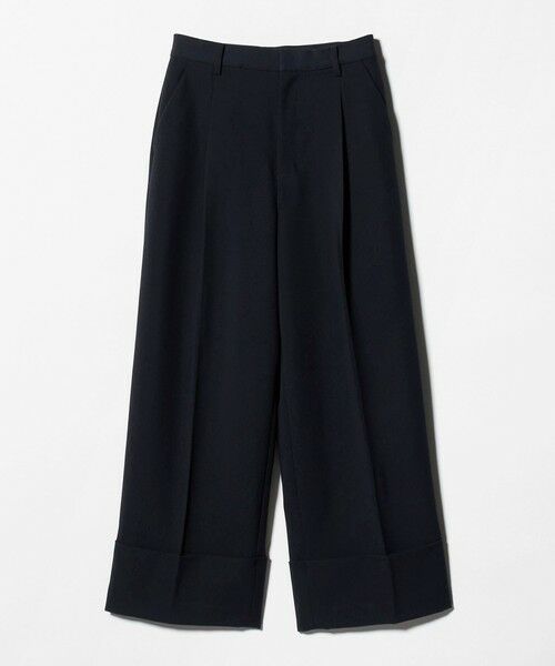 BEAUTY&YOUTH UNITED ARROWS / ビューティー&ユース ユナイテッドアローズ スラックス・ドレスパンツ | ポリエステルブレンド ツイル ワイドヘムパンツ（NAVY）