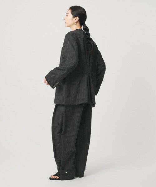 BEAUTY&YOUTH UNITED ARROWS / ビューティー&ユース ユナイテッドアローズ スラックス・ドレスパンツ | 麻ブレンド ストライプ タブ タックパンツ | 詳細1