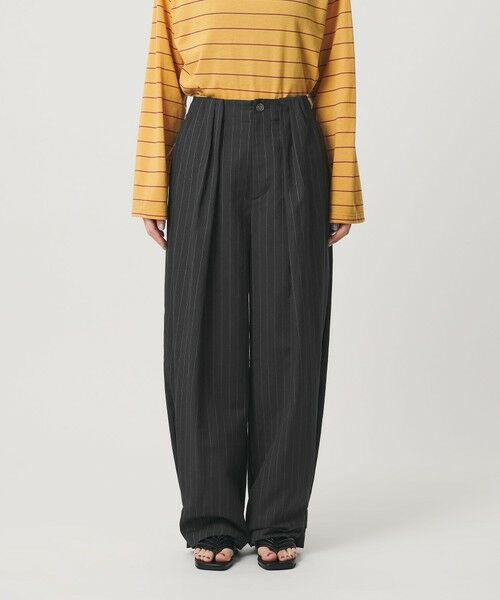 BEAUTY&YOUTH UNITED ARROWS / ビューティー&ユース ユナイテッドアローズ スラックス・ドレスパンツ | 麻ブレンド ストライプ タブ タックパンツ | 詳細5