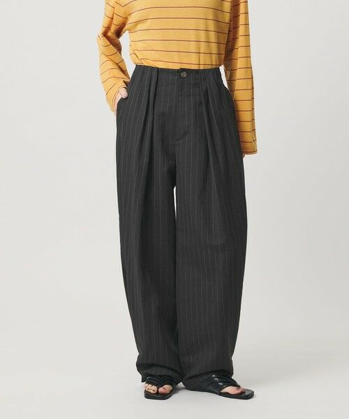 BEAUTY&YOUTH UNITED ARROWS / ビューティー&ユース ユナイテッドアローズ スラックス・ドレスパンツ | 麻ブレンド ストライプ タブ タックパンツ | 詳細2