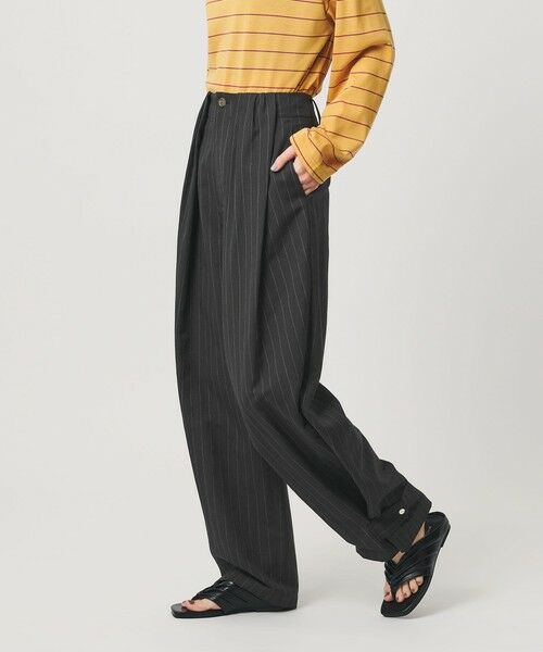 BEAUTY&YOUTH UNITED ARROWS / ビューティー&ユース ユナイテッドアローズ スラックス・ドレスパンツ | 麻ブレンド ストライプ タブ タックパンツ | 詳細3