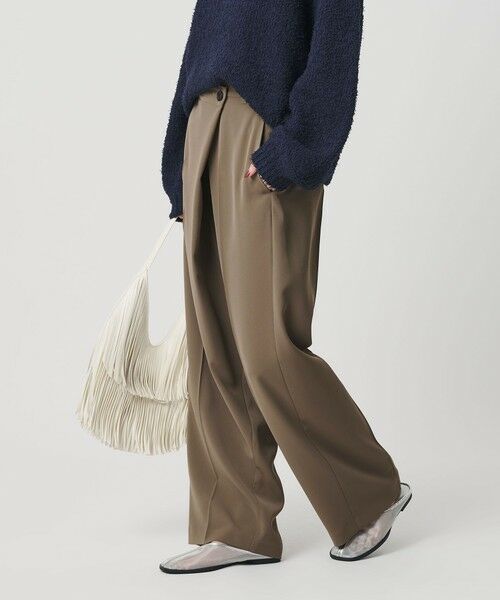 BEAUTY&YOUTH UNITED ARROWS / ビューティー&ユース ユナイテッドアローズ スラックス・ドレスパンツ | 【WEB限定 Wardrobe DAILY MINIMAL】ダブルクロス ラップパンツ ウォッシャブル（MD.BROWN）