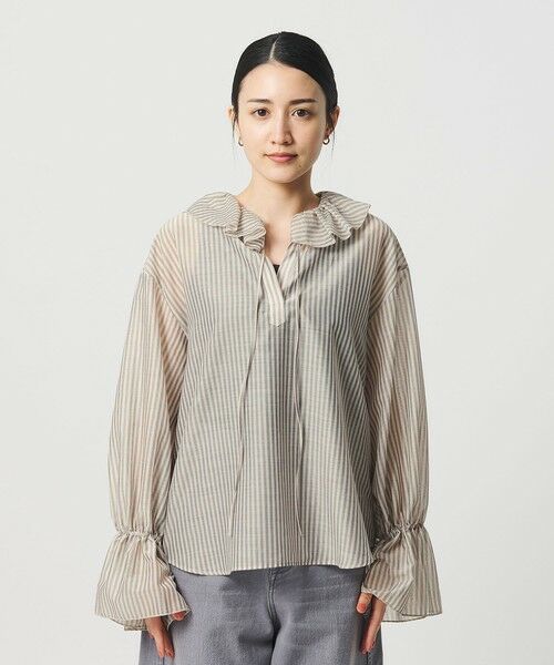 BEAUTY&YOUTH UNITED ARROWS / ビューティー&ユース ユナイテッドアローズ シャツ・ブラウス | ストライプ ラッフル スキッパーブラウス ウォッシャブル | 詳細4