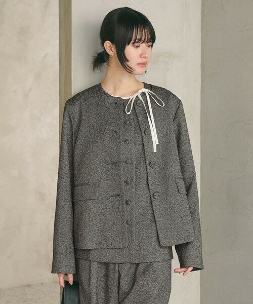 BEAUTY&YOUTH UNITED ARROWS / ビューティー&ユース ユナイテッドアローズ ノーカラージャケット | ツイードライク ノーカラージャケット | 詳細16