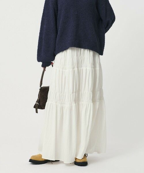 BEAUTY&YOUTH UNITED ARROWS / ビューティー&ユース ユナイテッドアローズ ロング・マキシ丈スカート | レーヨンブレンド シャーリング ロングスカート（WHITE）