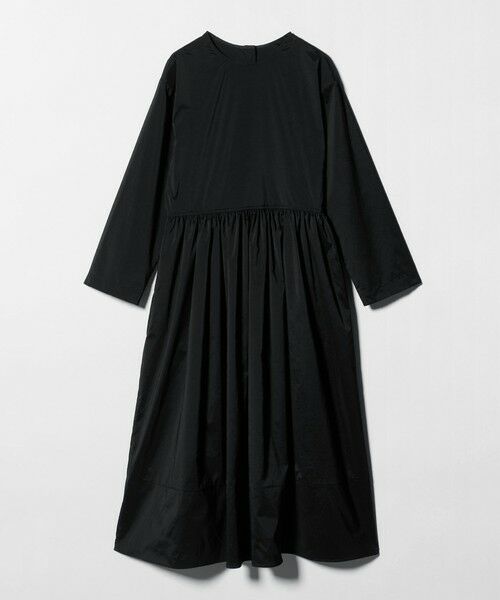 BEAUTY&YOUTH UNITED ARROWS / ビューティー&ユース ユナイテッドアローズ ロング・マキシ丈ワンピース | ポリエステル ギャザーフレアワンピース（BLACK）