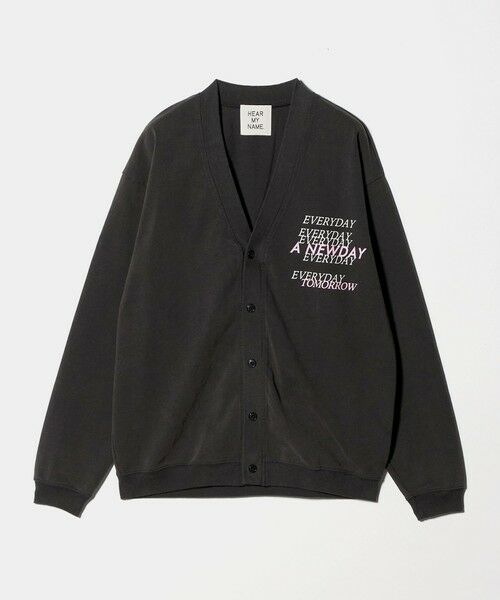 BEAUTY&YOUTH UNITED ARROWS / ビューティー&ユース ユナイテッドアローズ カーディガン・ボレロ | 【別注】＜HEAR MY NAME＞ロゴ スウェットカーディガン ブラック（BLACK）
