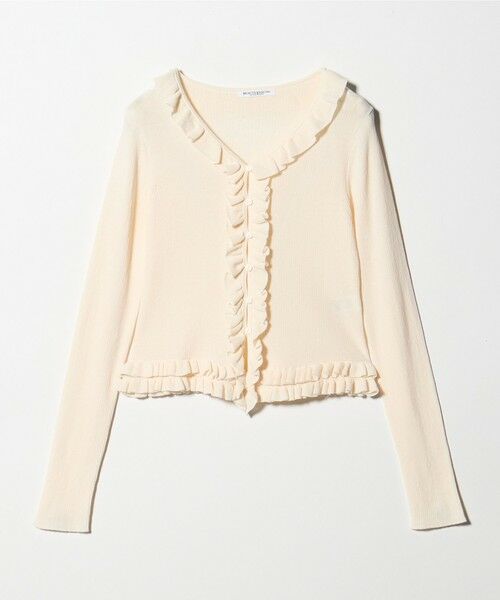 BEAUTY&YOUTH UNITED ARROWS / ビューティー&ユース ユナイテッドアローズ カーディガン・ボレロ | フリル フロントボタン カーディガン ウォッシャブル（OFF WHITE）
