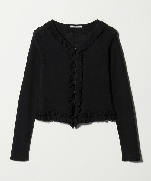 BEAUTY&YOUTH UNITED ARROWS / ビューティー&ユース ユナイテッドアローズ カーディガン・ボレロ | フリル フロントボタン カーディガン ウォッシャブル（BLACK）