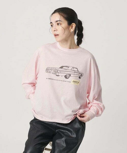 BEAUTY&YOUTH UNITED ARROWS / ビューティー&ユース ユナイテッドアローズ Tシャツ | 【WEB限定/別注】＜Americana＞プリント ロングスリーブTシャツ（LT.PINK）