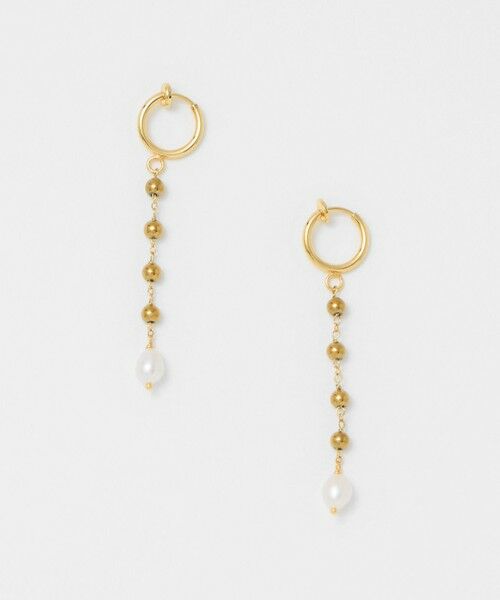 BEAUTY&YOUTH UNITED ARROWS / ビューティー&ユース ユナイテッドアローズ ピアス・イヤリング | ＜Causerie＞ストーン×淡水パール ライン イヤリング（DK.BROWN）